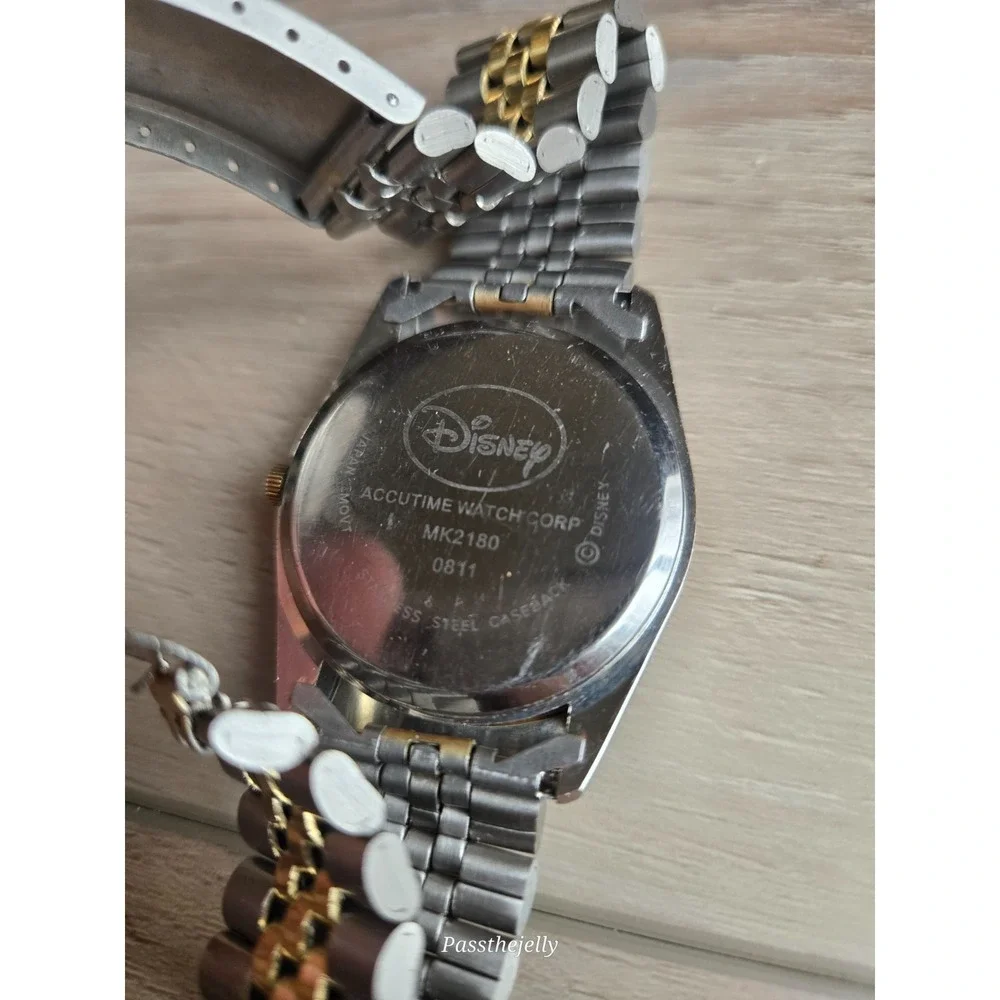 Vintage Disney Mickey Mouse Watch Mens Two Tone Gold Stainless Steel Quartz Date